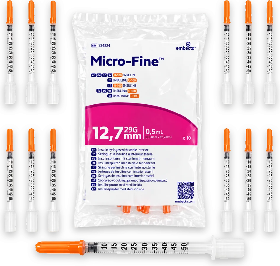 Insulin Syringe U-100 Pack of 10 0.5 mL